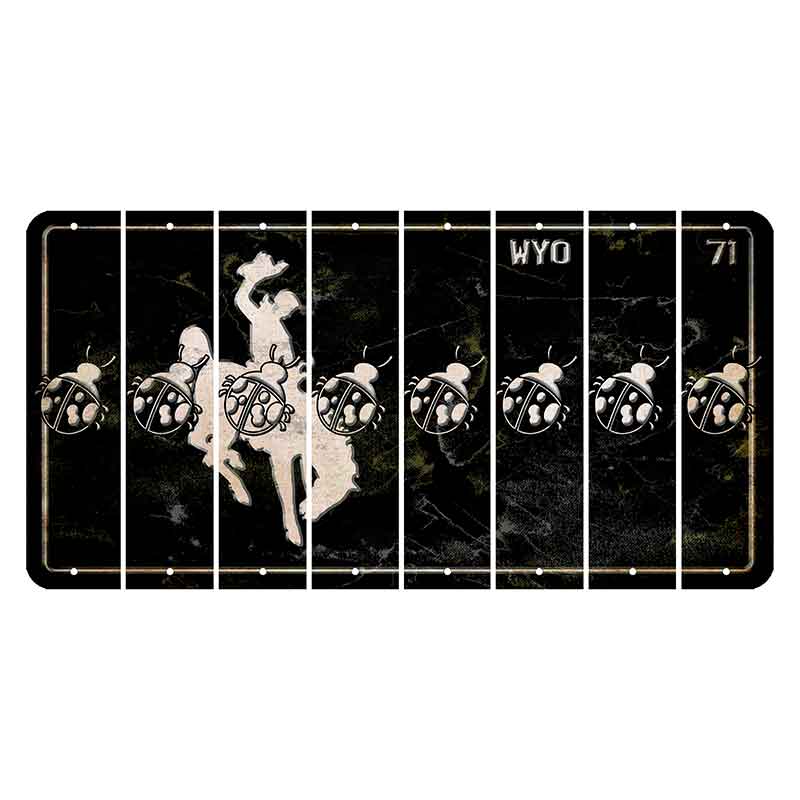 Wyoming WYO Black Cut License Plate Strips (Set of 8) Ladybug