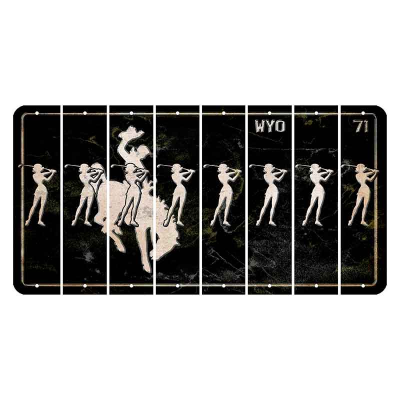 Wyoming WYO Black Cut License Plate Strips (Set of 8) Female Golfer