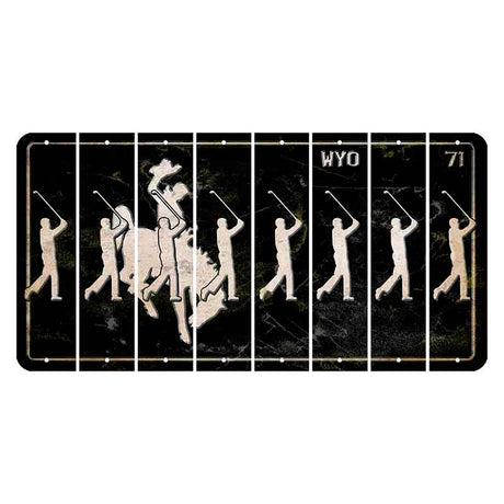 Wyoming WYO Black Cut License Plate Strips (Set of 8) Male Golfer