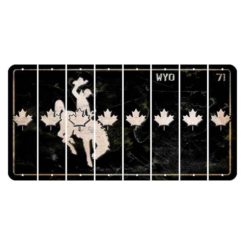 Wyoming WYO Black Cut License Plate Strips (Set of 8) Maple Leaf