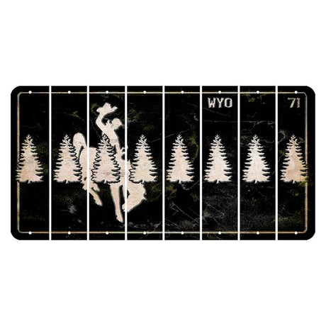 Wyoming WYO Black Cut License Plate Strips (Set of 8) Pine Tree