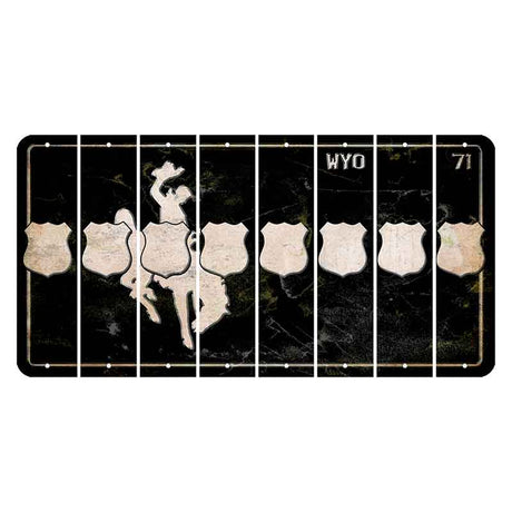 Wyoming WYO Black Cut License Plate Strips (Set of 8) Police Badge