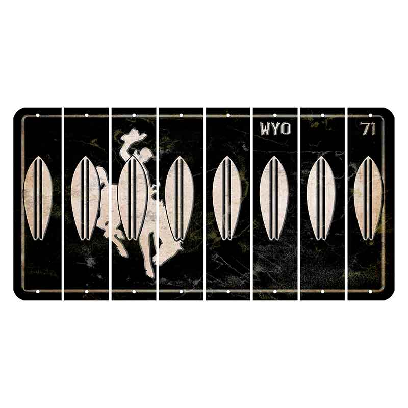 Wyoming WYO Black Cut License Plate Strips (Set of 8) Surfboard