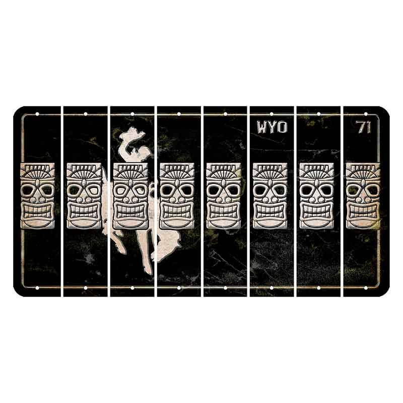 Wyoming WYO Black Cut License Plate Strips (Set of 8) Tiki