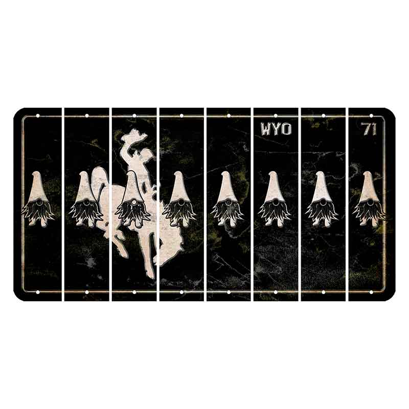 Wyoming WYO Black Cut License Plate Strips (Set of 8) Gnome