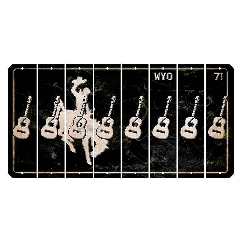 Wyoming WYO Black Cut License Plate Strips (Set of 8) Guitar