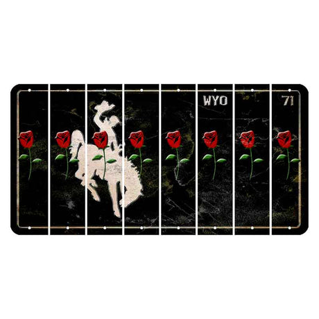 Wyoming WYO Black Cut License Plate Strips (Set of 8) Red Rose