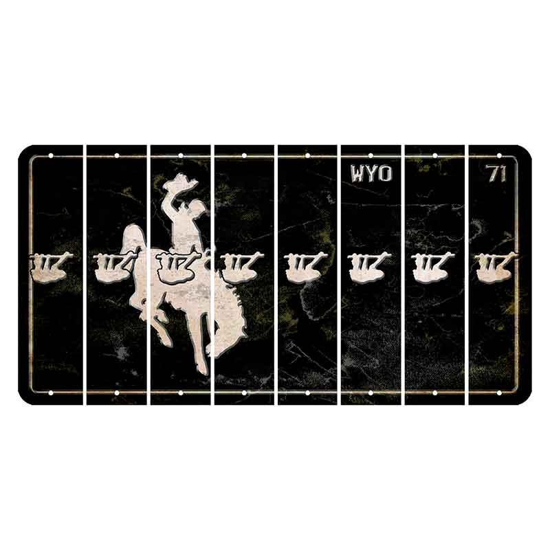 Wyoming WYO Black Cut License Plate Strips (Set of 8) Sloth