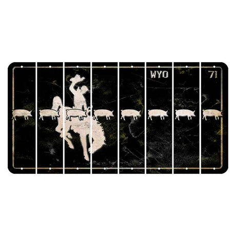 Wyoming WYO Black Cut License Plate Strips (Set of 8) Pig