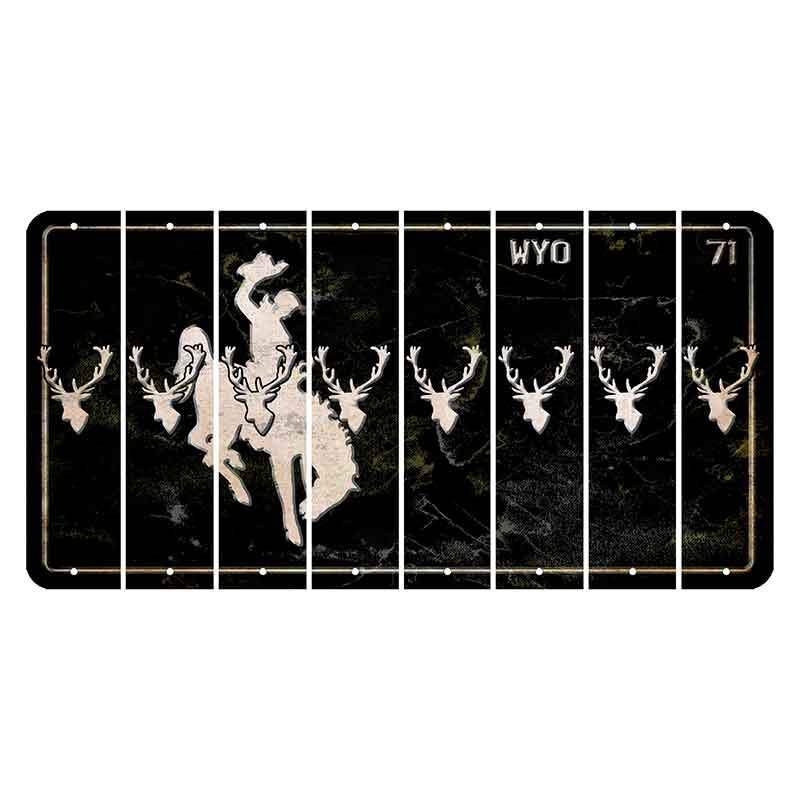 Wyoming WYO Black Cut License Plate Strips (Set of 8) Elk