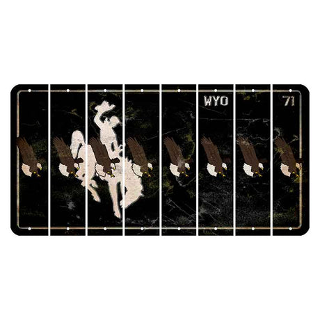 Wyoming WYO Black Cut License Plate Strips (Set of 8) Bald Eagle