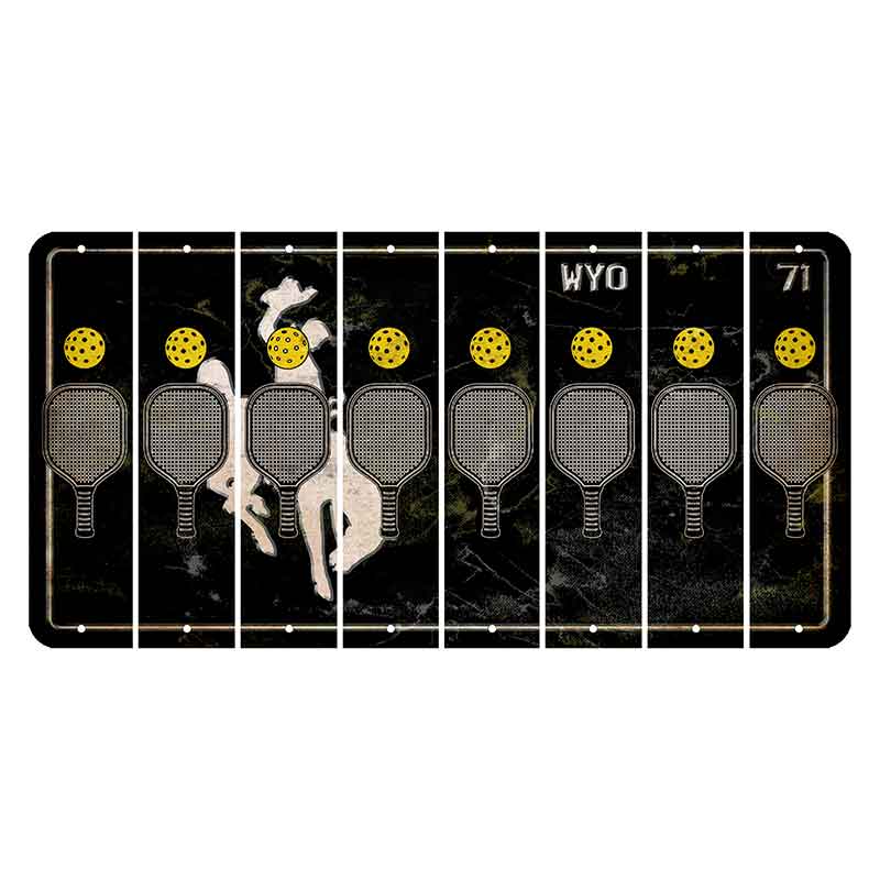 Wyoming WYO Black Cut License Plate Strips (Set of 8) Pickleball