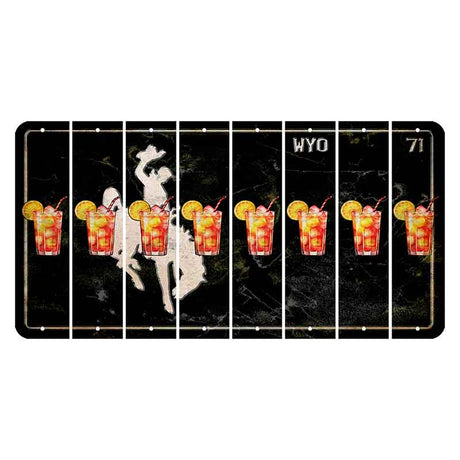 Wyoming WYO Black Cut License Plate Strips (Set of 8) Cocktail