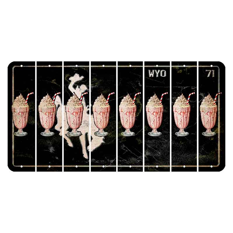 Wyoming WYO Black Cut License Plate Strips (Set of 8) Milkshake