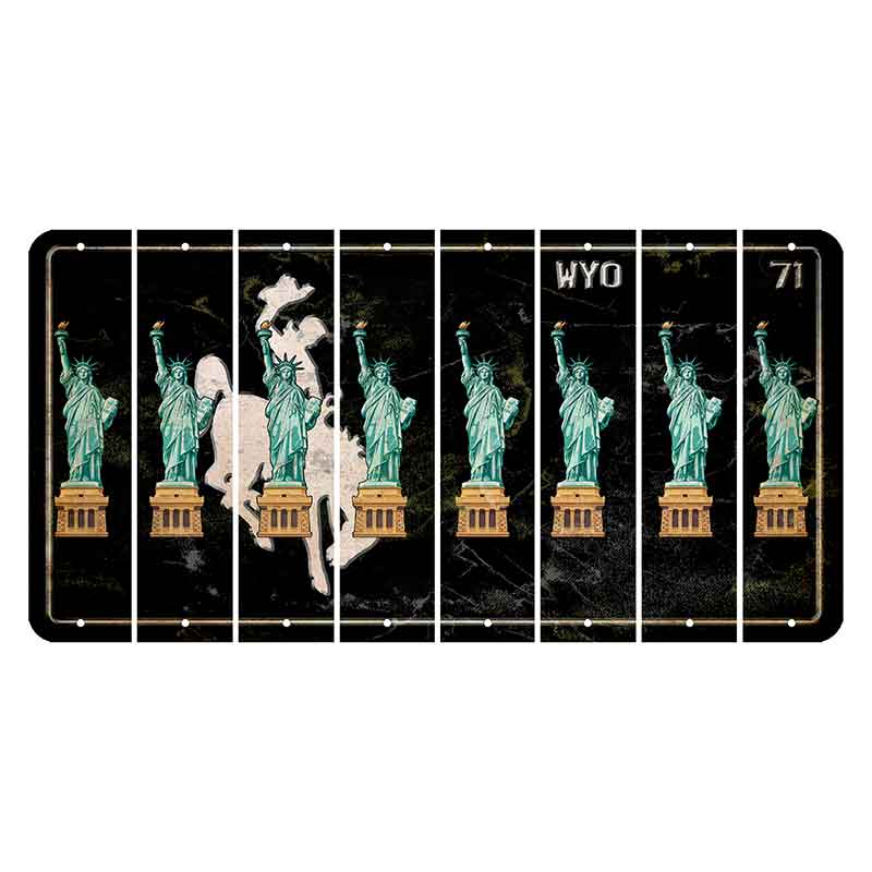 Wyoming WYO Black Cut License Plate Strips (Set of 8) Statue of Liberty