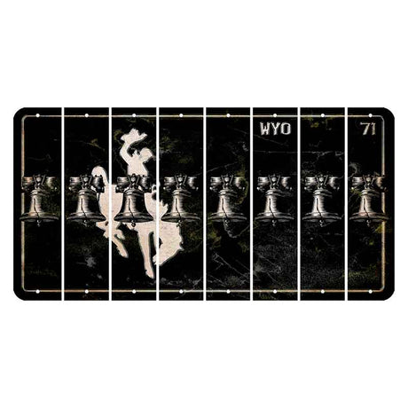 Wyoming WYO Black Cut License Plate Strips (Set of 8) Liberty Bell