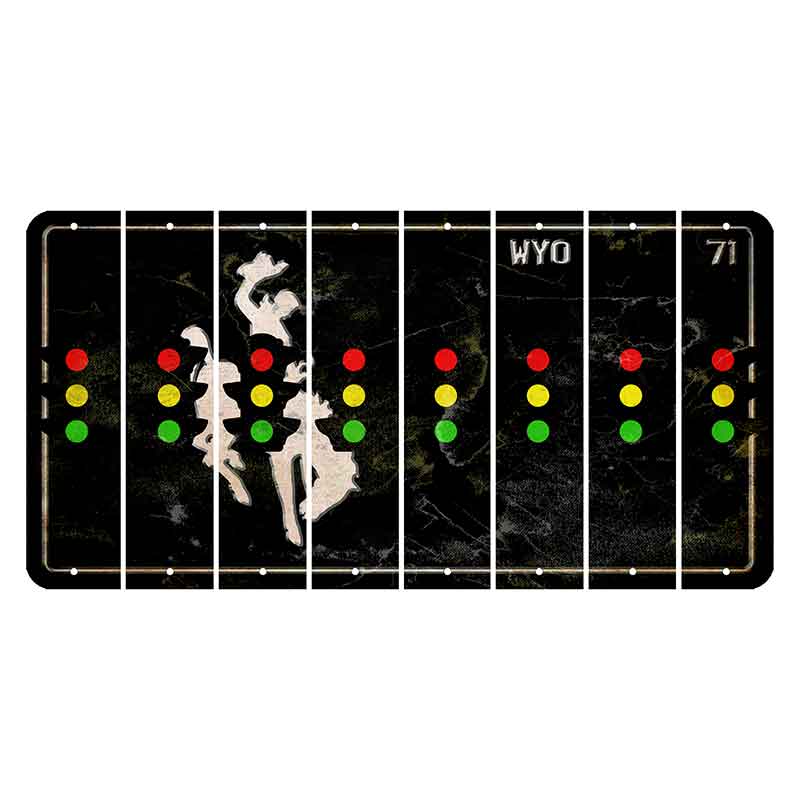 Wyoming WYO Black Cut License Plate Strips (Set of 8) Traffic Light