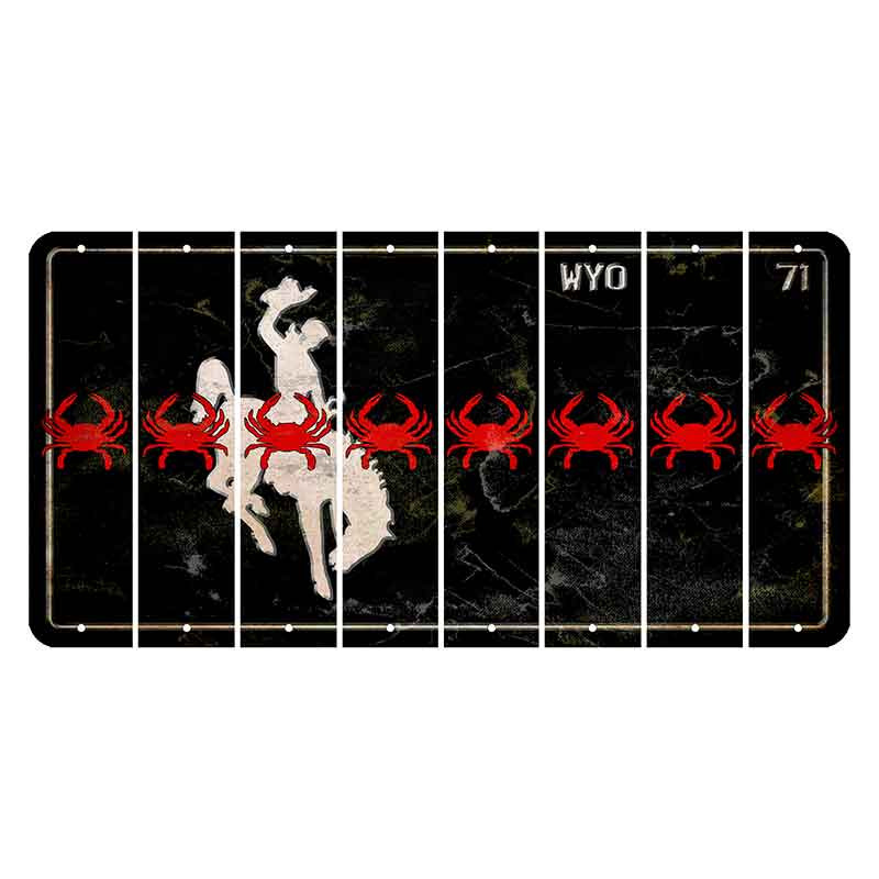 Wyoming WYO Black Cut License Plate Strips (Set of 8) Crab