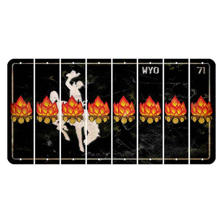 Wyoming WYO Black Cut License Plate Strips (Set of 8) Campfire