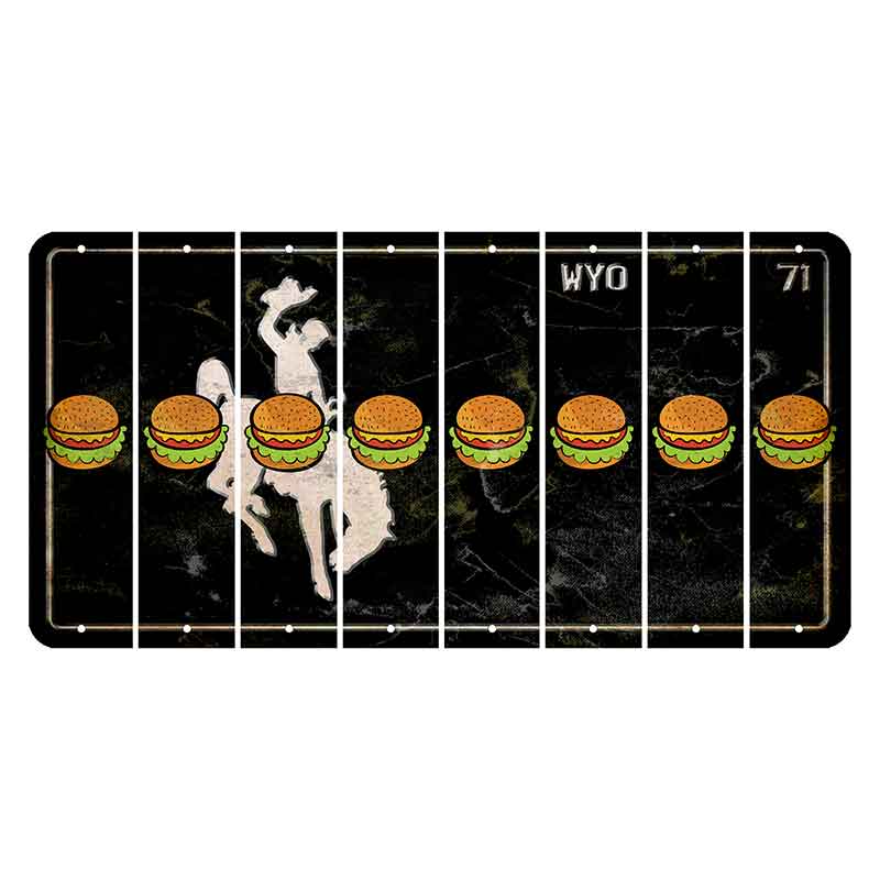 Wyoming WYO Black Cut License Plate Strips (Set of 8) Hamburger