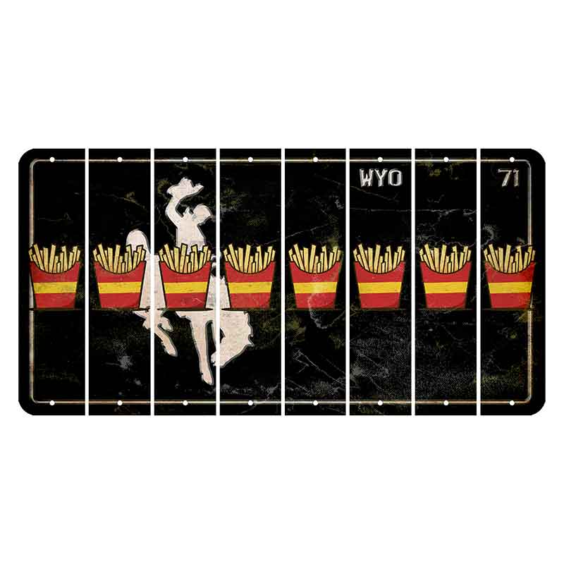 Wyoming WYO Black Cut License Plate Strips (Set of 8) French Fries