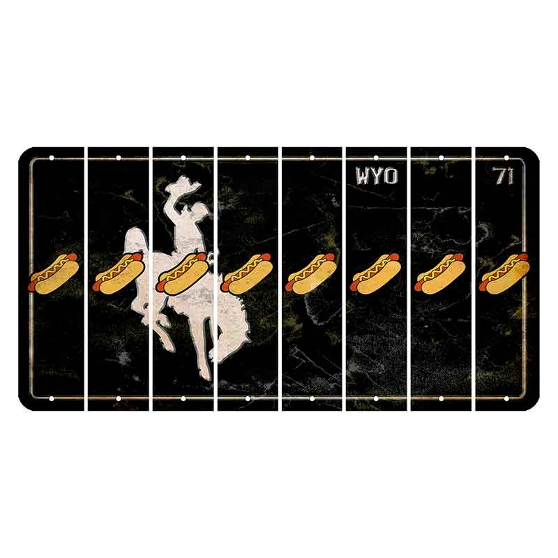 Wyoming WYO Black Cut License Plate Strips (Set of 8) Hotdog