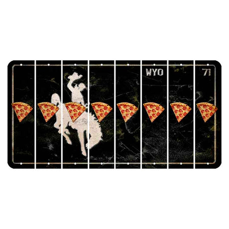 Wyoming WYO Black Cut License Plate Strips (Set of 8) Pizza