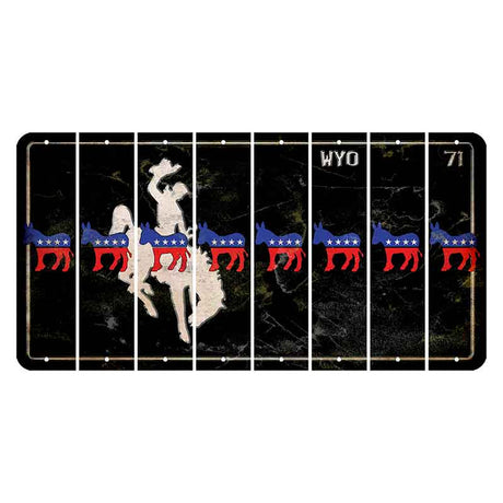 Wyoming WYO Black Cut License Plate Strips (Set of 8) Democrat