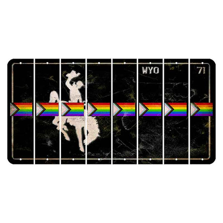 Wyoming WYO Black Cut License Plate Strips (Set of 8) LGBTQ Flag