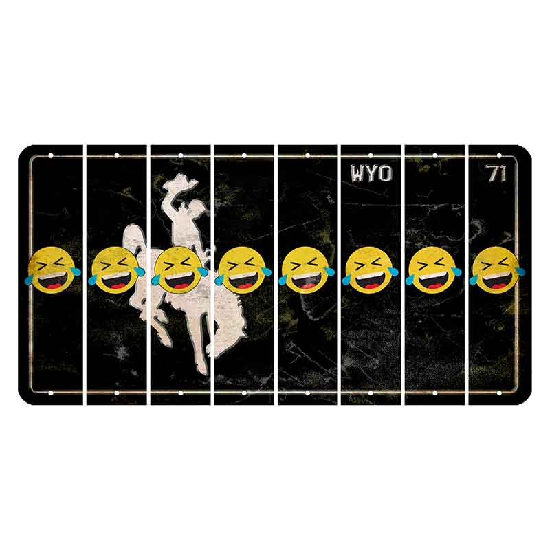 Wyoming WYO Black Cut License Plate Strips (Set of 8) Emoji - Laughing