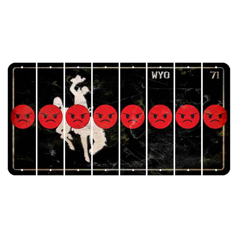 Wyoming WYO Black Cut License Plate Strips (Set of 8) Emoji - Angry