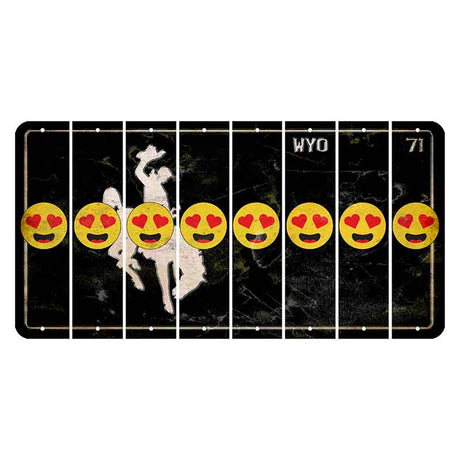 Wyoming WYO Black Cut License Plate Strips (Set of 8) Emoji - Heart Eyes