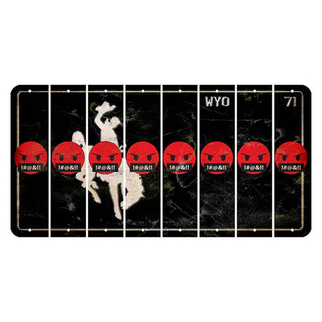 Wyoming WYO Black Cut License Plate Strips (Set of 8) Emoji - Pissed