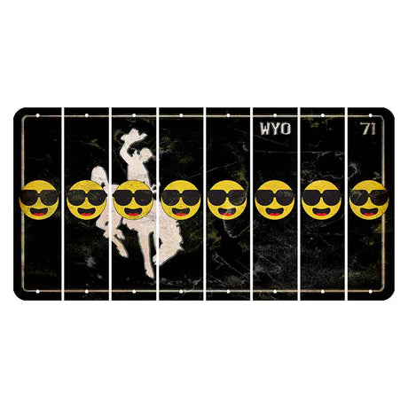 Wyoming WYO Black Cut License Plate Strips (Set of 8) Emoji - Shades