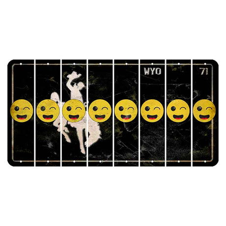 Wyoming WYO Black Cut License Plate Strips (Set of 8) Emoji - Winking