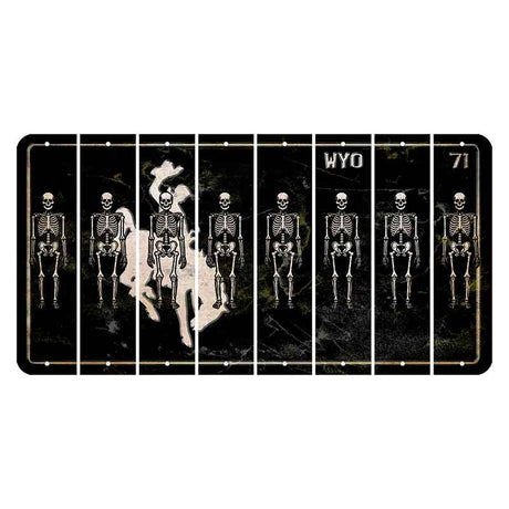 Wyoming WYO Black Cut License Plate Strips (Set of 8) Skeleton