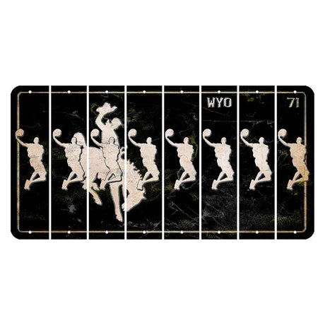 Wyoming WYO Black Cut License Plate Strips (Set of 8) Basketball Player