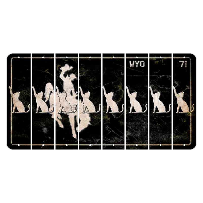 Wyoming WYO Black Cut License Plate Strips (Set of 8) Cat