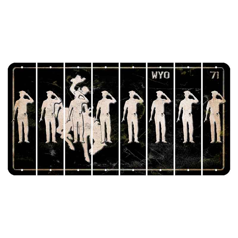 Wyoming WYO Black Cut License Plate Strips (Set of 8) Police Officer