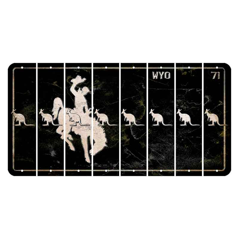 Wyoming WYO Black Cut License Plate Strips (Set of 8) Kangaroo