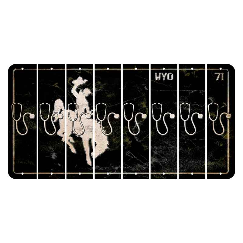 Wyoming WYO Black Cut License Plate Strips (Set of 8) Stethoscope