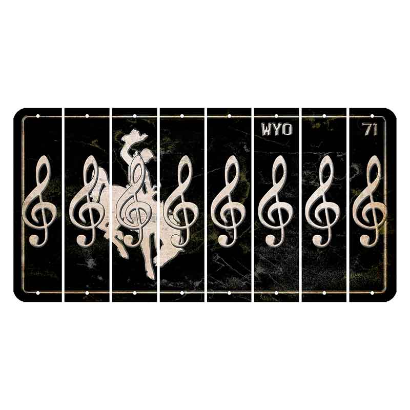 Wyoming WYO Black Cut License Plate Strips (Set of 8) Music Note