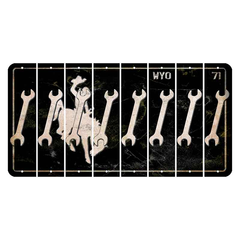 Wyoming WYO Black Cut License Plate Strips (Set of 8) Wrench