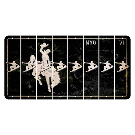 Wyoming WYO Black Cut License Plate Strips (Set of 8) Snowboarder