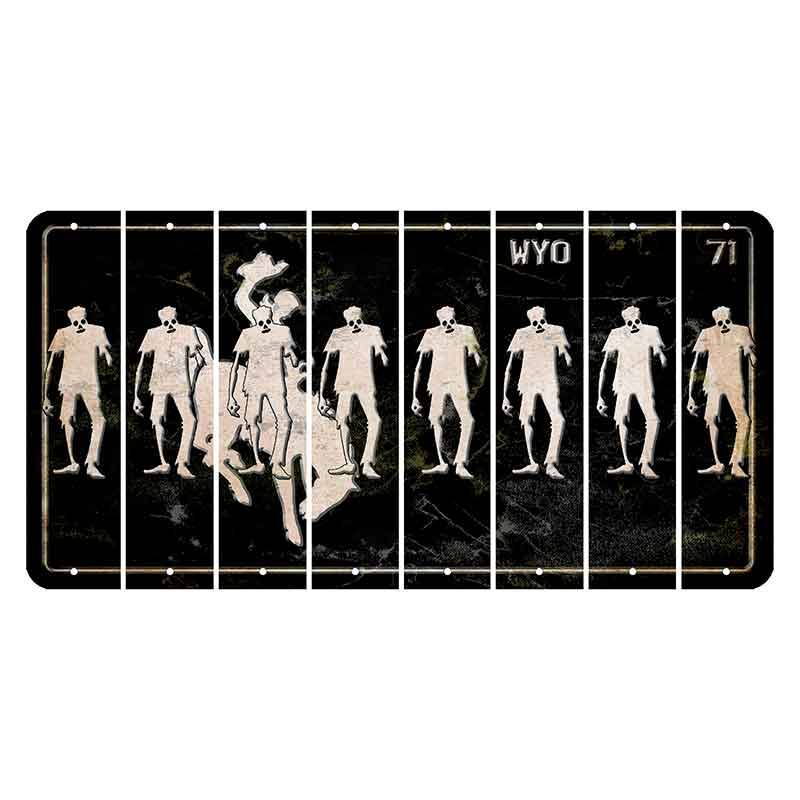 Wyoming WYO Black Cut License Plate Strips (Set of 8) Zombie