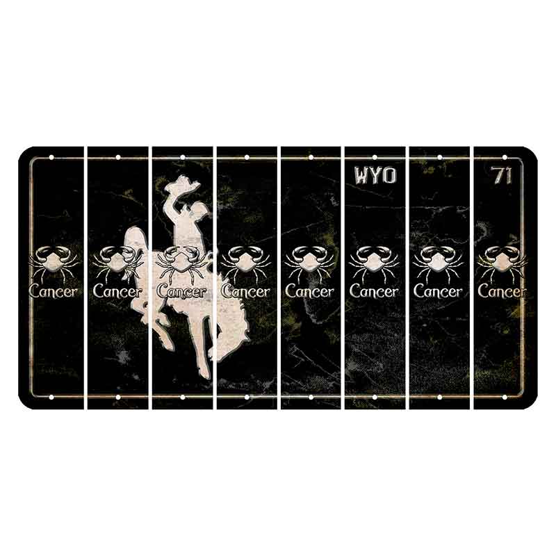 Wyoming WYO Black Cut License Plate Strips (Set of 8) Zodiac Sign - Cancer