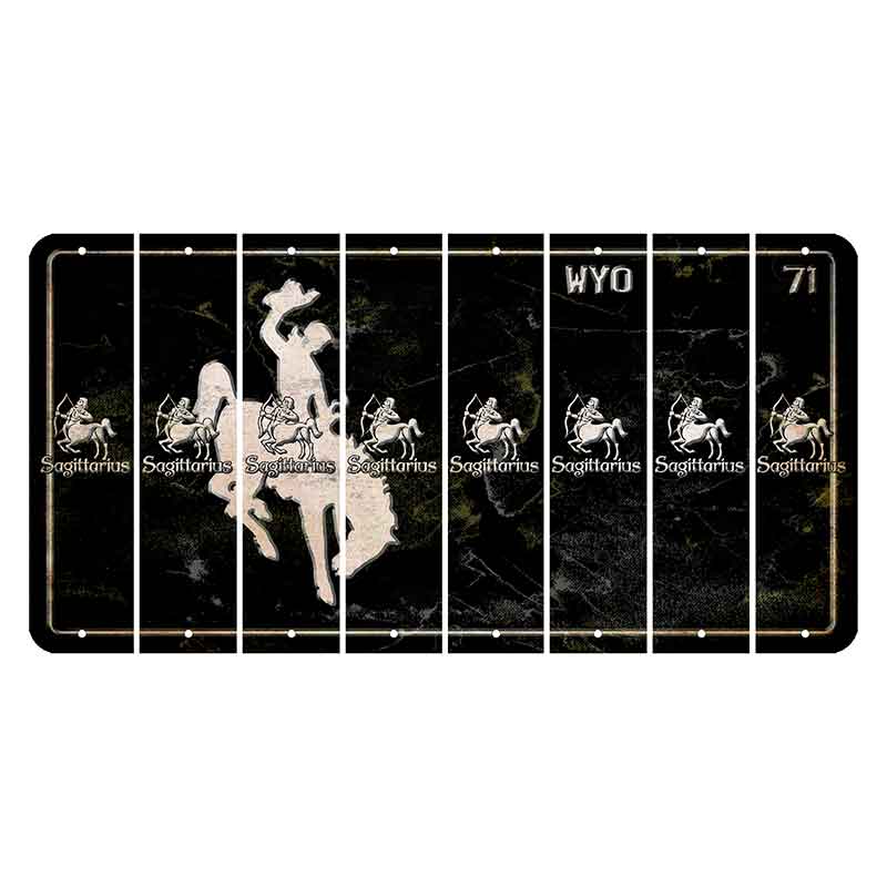 Wyoming WYO Black Cut License Plate Strips (Set of 8) Zodiac Sign - Sagittarius