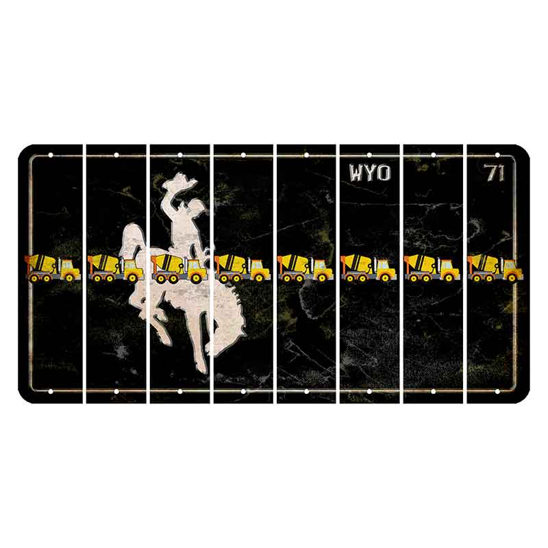 Wyoming WYO Black Cut License Plate Strips (Set of 8) Cement Truck