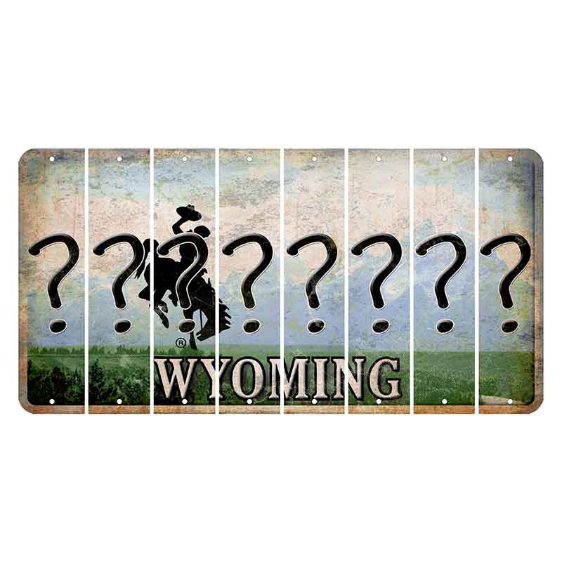 Wyoming Teton Range Cut License Plate Strips (Set of 8) Question Mark