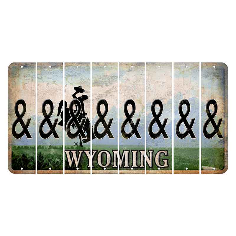 Wyoming Teton Range Cut License Plate Strips (Set of 8) And Sign